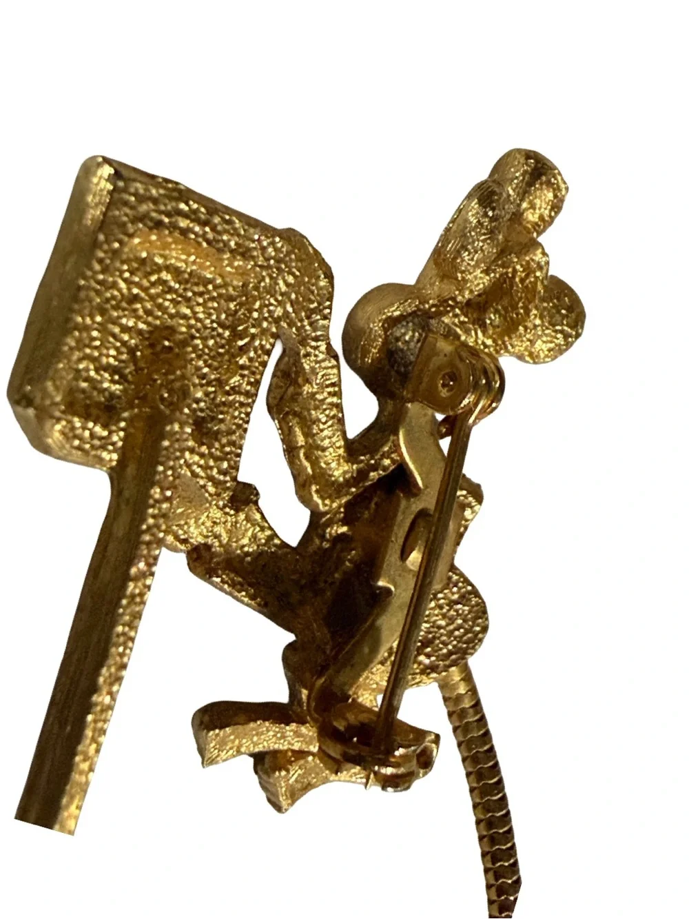 Gold Tone Monkey Music Box Brooch Vintage